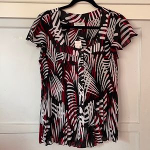 ❤️New with Tags Dress Barn Red, Vlack and white design blouse size Large